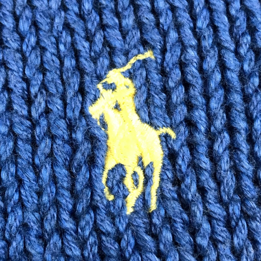 Polo Ralph Lauren Men’s Vintage Blue Cable Knitted 1/4 Zip Pullover Sweater XL - Picture 6 of 6